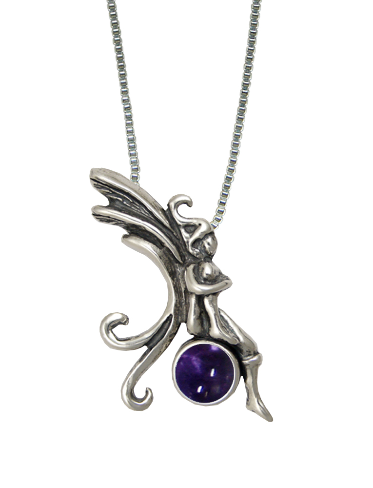 Sterling Silver Fairy Pendant With Iolite